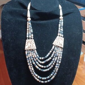 Beaded faux bone elephant necklace